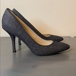 Nine West Busybee blue and silver heels